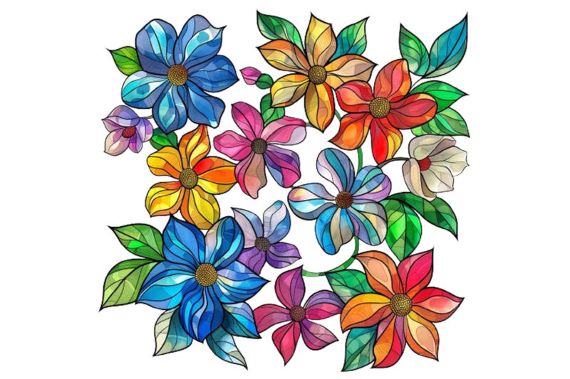 Colorful Stained Glass Spring Flower