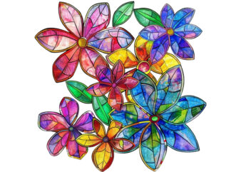 Colorful Stained Glass Spring Flower t shirt vector file