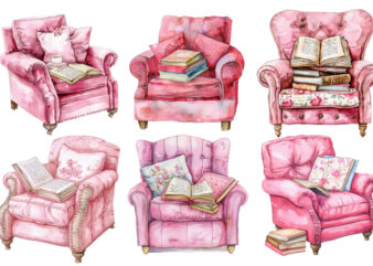 Watercolor Pink Comfy Reading Chair t shirt design for sale