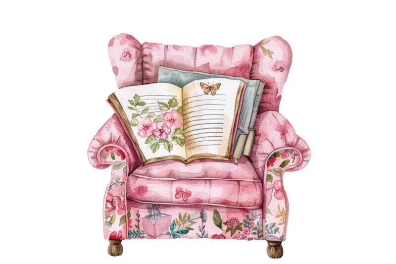 Watercolor Pink Comfy Reading Chair
