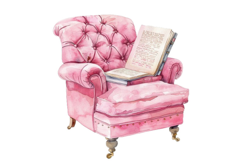 Watercolor Pink Comfy Reading Chair