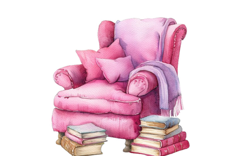 Watercolor Pink Comfy Reading Chair