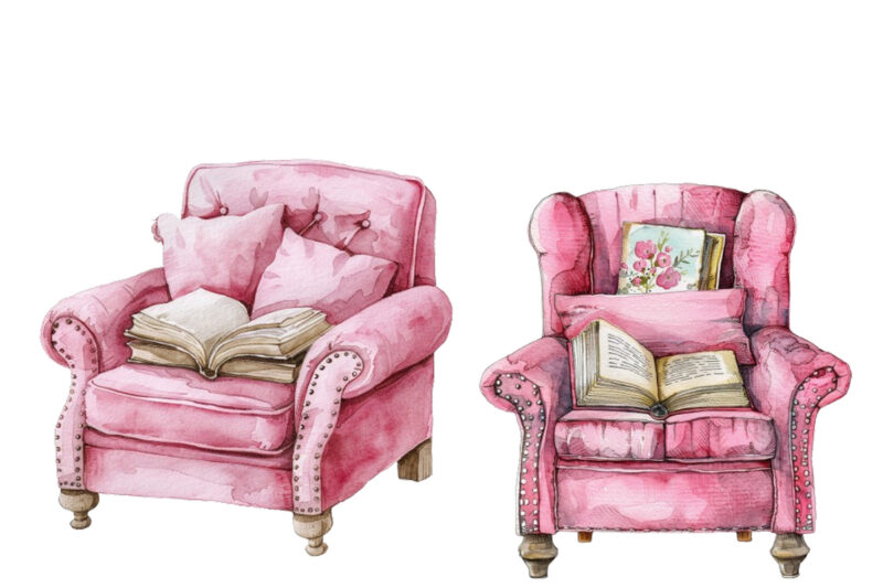Watercolor Pink Comfy Reading Chair