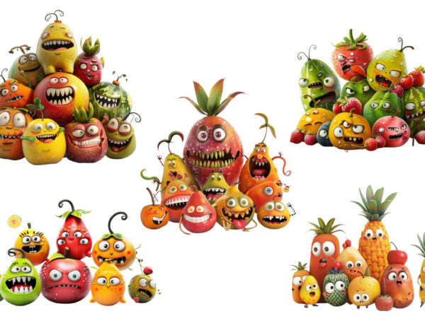 Cute fruits illustrations t shirt vector file