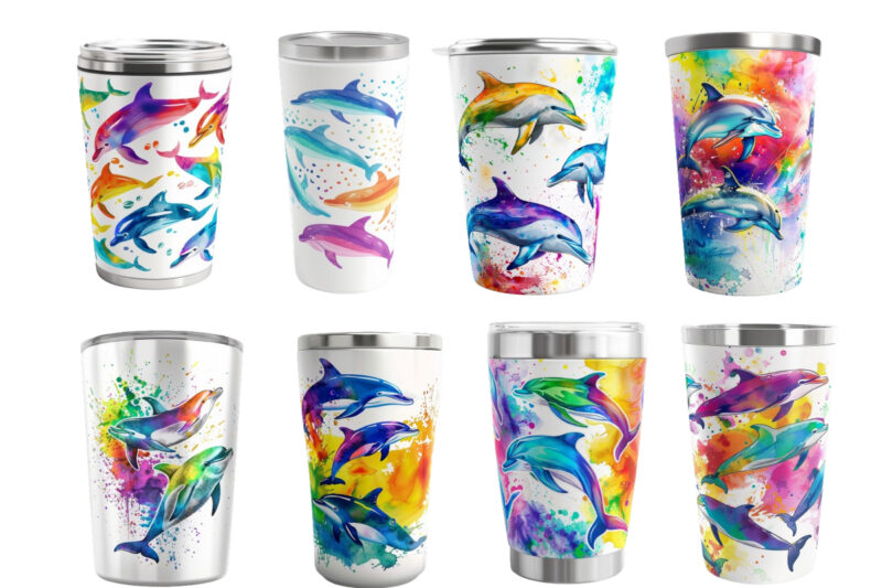 Dolphins Rainbow Tumbler Sublimation