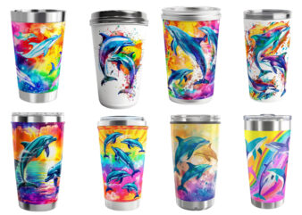 Dolphins Rainbow Tumbler Sublimation