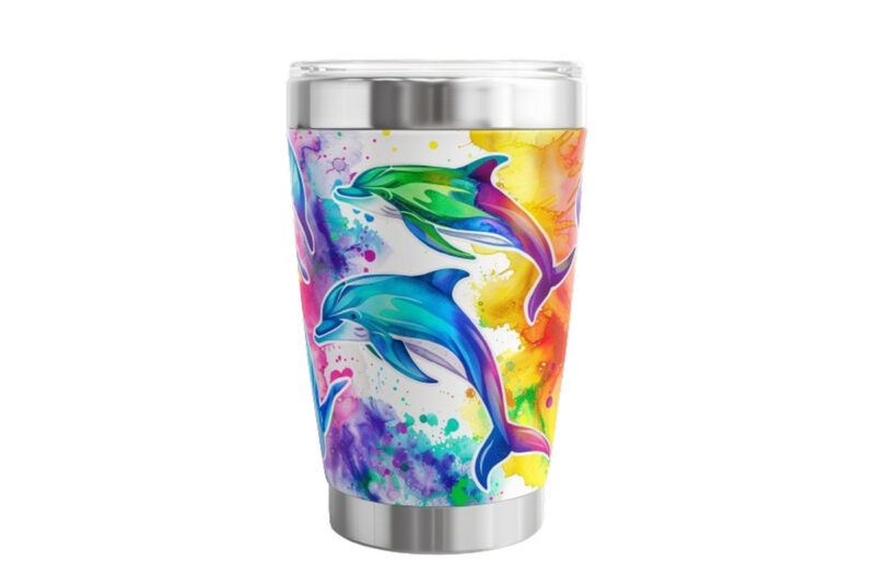 Dolphins Rainbow Tumbler Sublimation