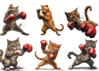Dynamic Boxing Cat Sublimation t shirt vector illustration