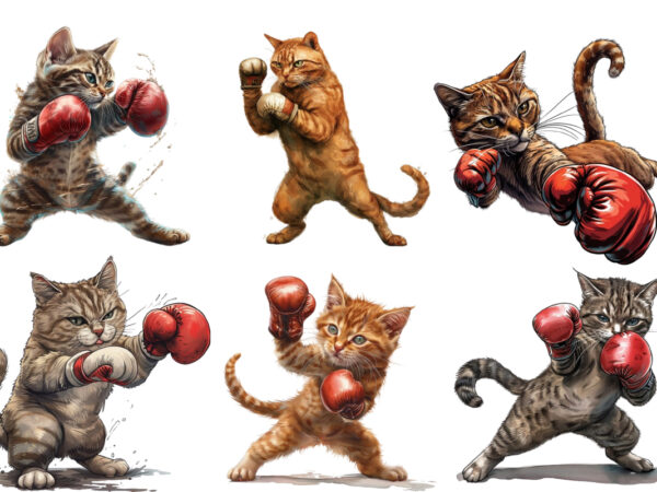 Dynamic boxing cat sublimation t shirt vector illustration
