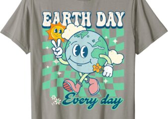 Earth Day Groovy Everyday Checkered Environment 54th Anni T-Shirt