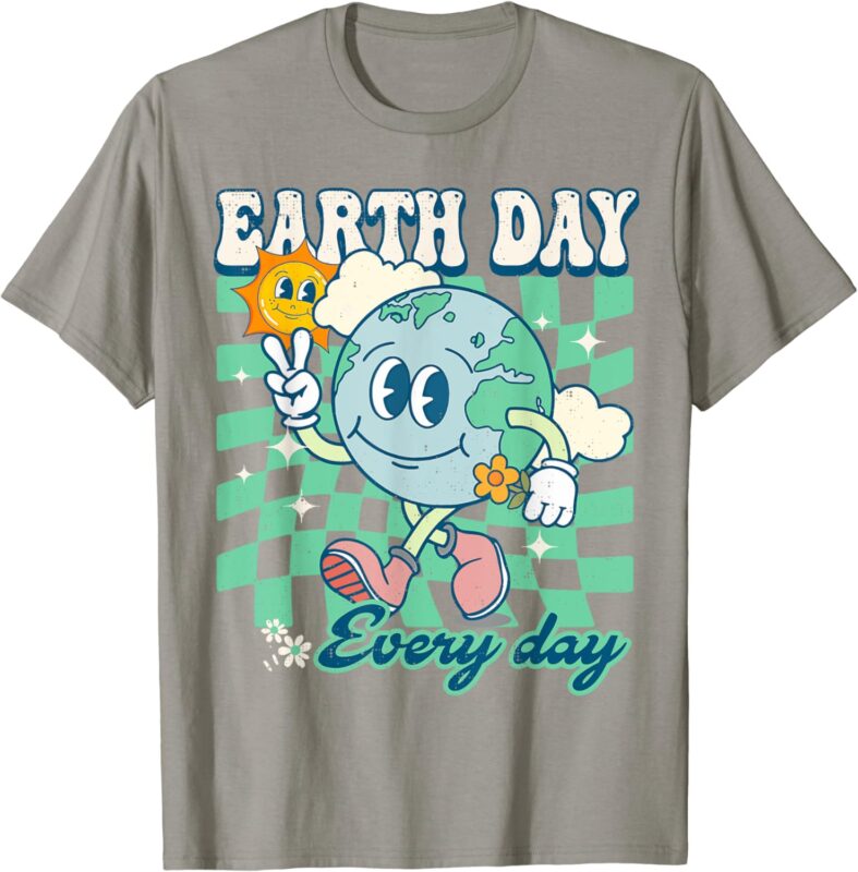 Earth Day Groovy Everyday Checkered Environment 54th Anni T-Shirt