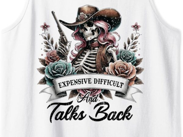 Expensive difficult and talks back messy bun mothers day tank top vector clipart