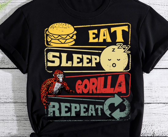 Funny eat sleep gorilla decorations, monke tag vr game gifts t-shirt ltsp
