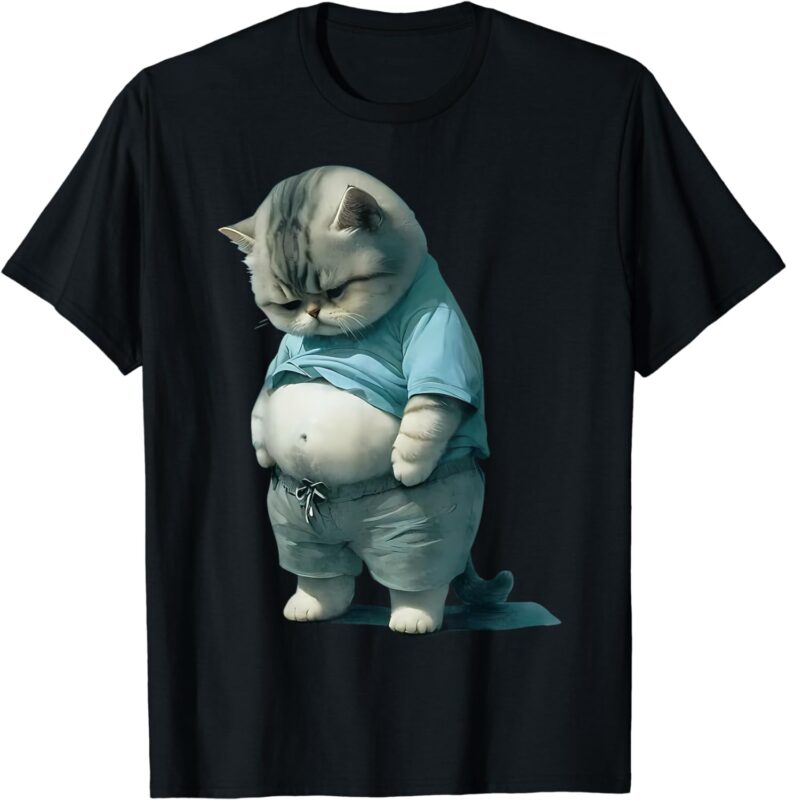 Funny Fat Cat Art Design Fat Kitten Cat Lover T-Shirt