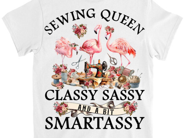 Funny sewing queen cute flamingo flowery sewing machine tee t-shirt ltsp png file