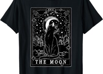 Graphic Cat Lovers Moon Tarot Card Cat Tarot Card The Moon T-Shirt