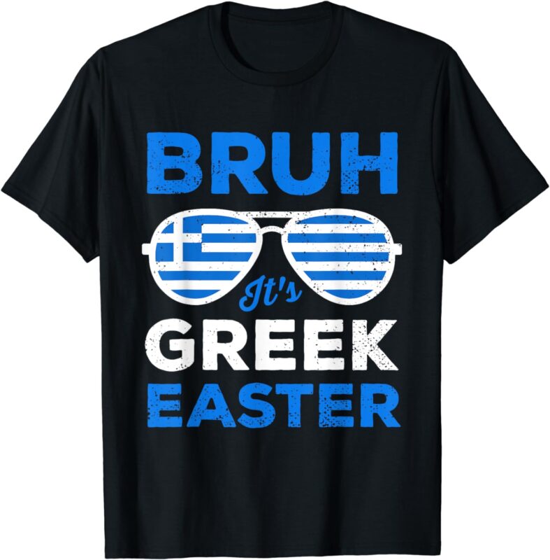 Greek Easter Bruh Funny Retro Sunglasses Greek Easter Boys T-Shirt
