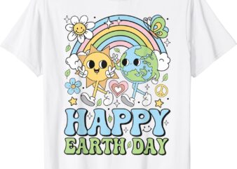 Groovy Happy Earth Day 2024 Save The Planet Teachers Kids T-Shirt