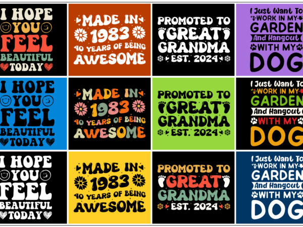 Groovy t-shirt design bundle