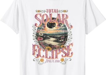 Groovy Total Solar Eclipse April 8 2024 Astronomy Souvenir T-Shirt