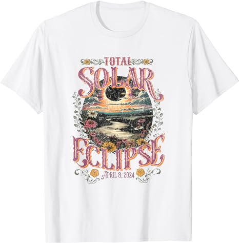 Groovy Total Solar Eclipse April 8 2024 Astronomy Souvenir T-Shirt