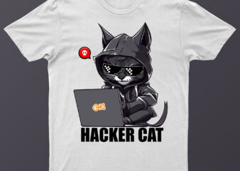 Hacker Cat | Funny Cat Hacker T-Shirt Design For Sale!!