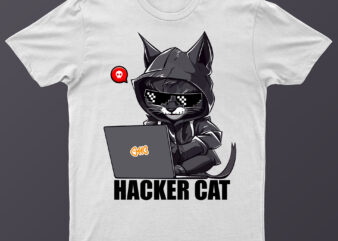 Hacker cat | funny cat hacker t-shirt design for sale!!