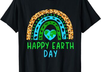 Happy Earth Day 2024 Shirt Rainbow Earth Lover Teachers Kids T-Shirt
