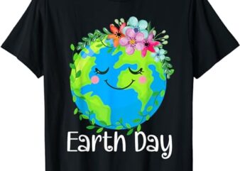 Happy Earth Day Shirt Cute Earth With Floral Earth Day 2024 T-Shirt