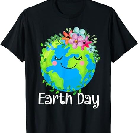 Happy earth day shirt cute earth with floral earth day 2024 t-shirt