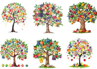 Spring tree with fruits clipart