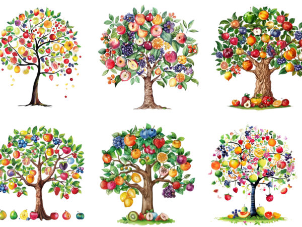 Spring tree with fruits clipart t shirt template vector