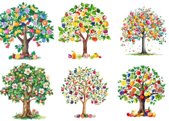 Spring tree with fruits clipart