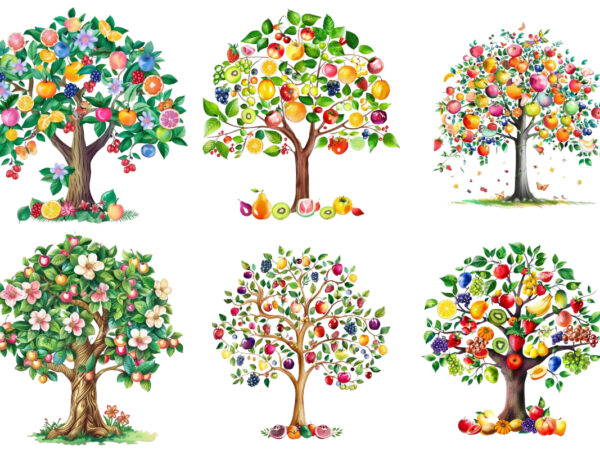 Spring tree with fruits clipart t shirt template vector