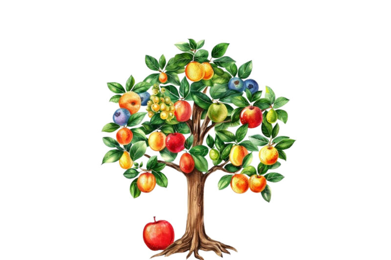 Spring Tree with fruits clipart