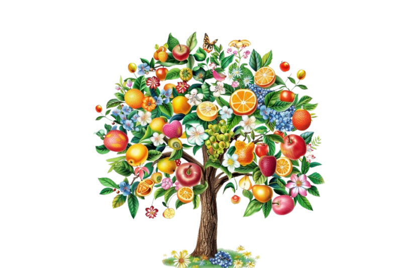 Spring Tree with fruits clipart