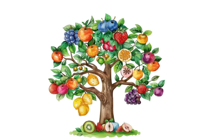 Spring Tree with fruits clipart
