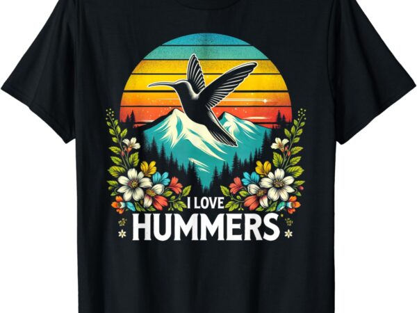 I love hummers colibri hummingbird vintage sunset t-shirt