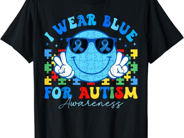 I wear blue for autism awareness month teacher kids boys t-shirt