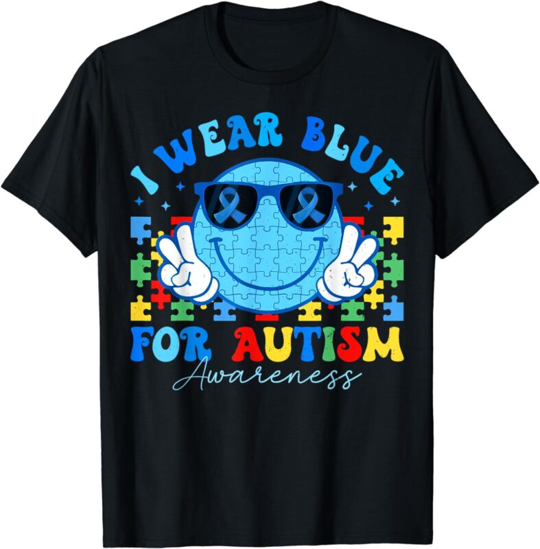 I Wear Blue For Autism Awareness Month Teacher Kids Boys T-Shirt