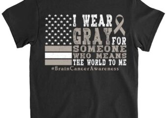I Wear Gray For Someone Brain Cancer Gray Ribbon T-Shirt LTSP