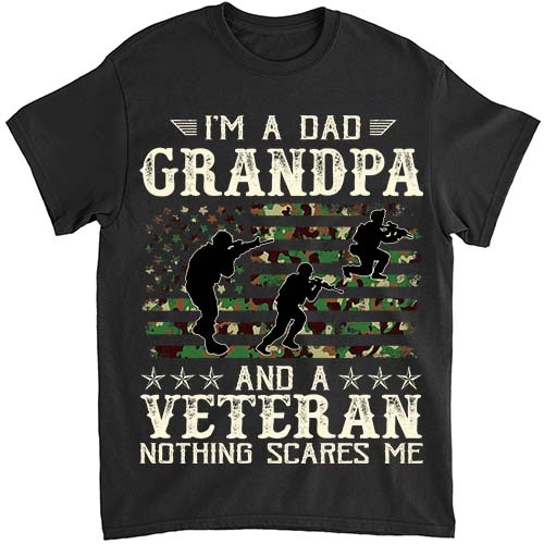 I_m A Dad Grandpa And Veteran Fathers Day American Flag T-Shirt ltsp png file