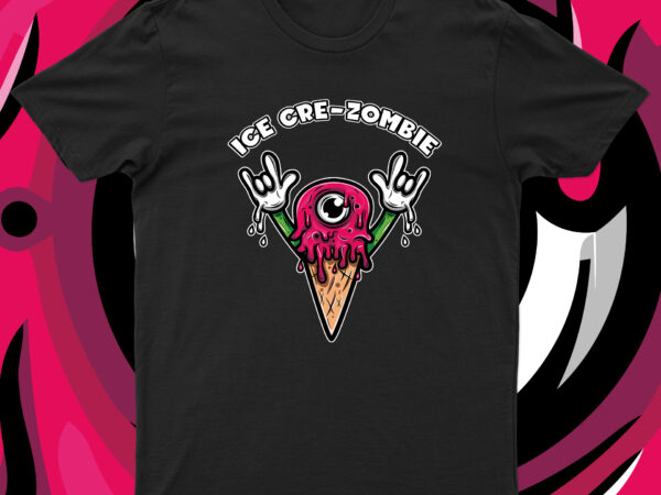 Ice cre-zombie | funny ice cream zombie t-shirt design for sale!!