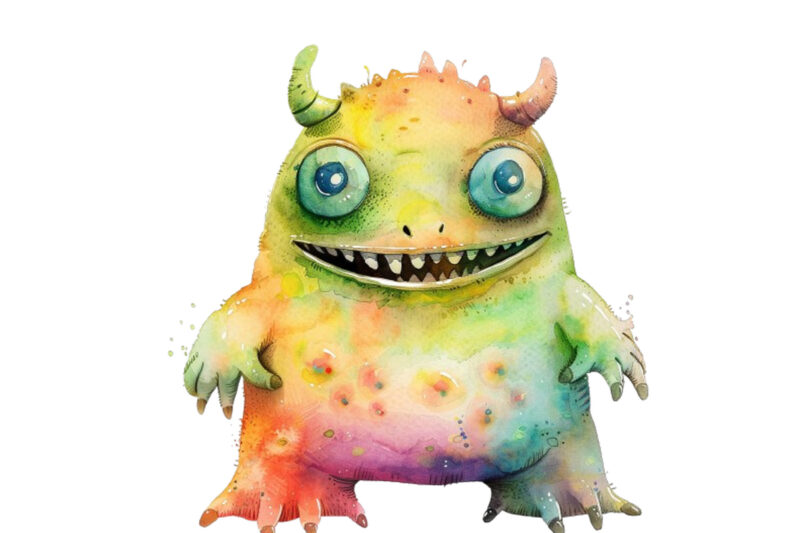 watercolor baby monster