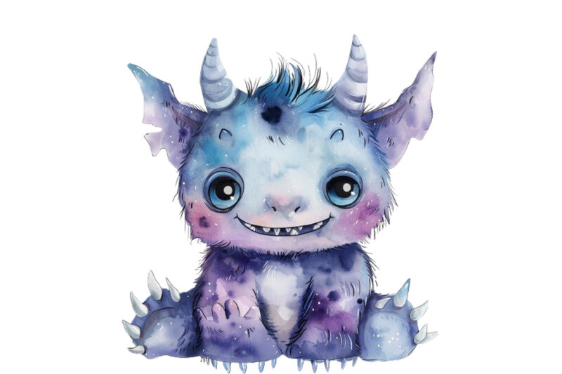 watercolor baby monster