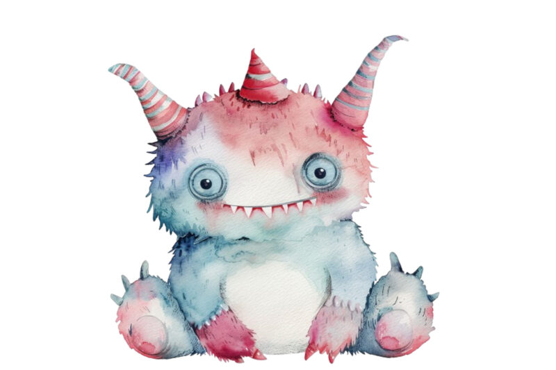 watercolor baby monster