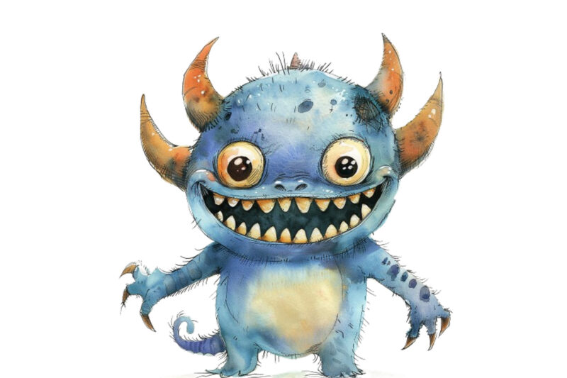 watercolor baby monster