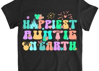 In My Happiest Auntie On Earth Era Groovy Mom Mother_s Day T-Shirt ltsp png file