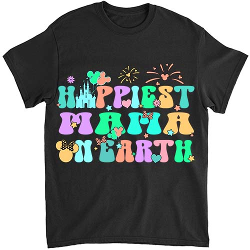 In My Happiest Mama On Earth Era Groovy Mom Mother_s Day T-Shirt ltsp png file