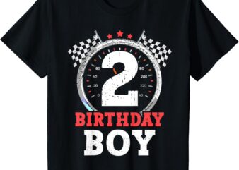 Kids 2nd birthday boy 2 second race car birthday racing car flag t-shirt